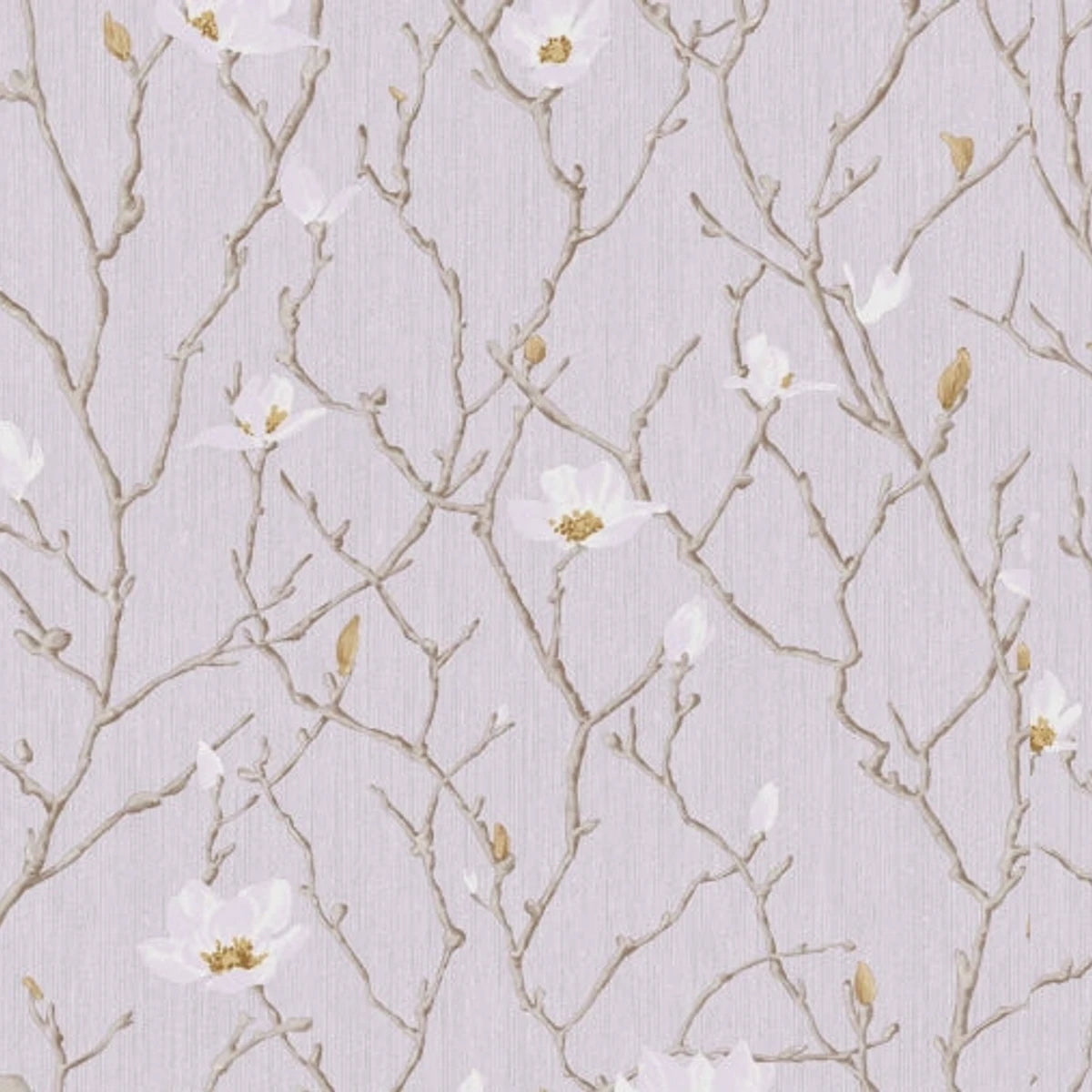 Wallpaper Seven 10 Meter featuring an elegant pattern of white magnolia blossoms and delicate brown branches on a subtle