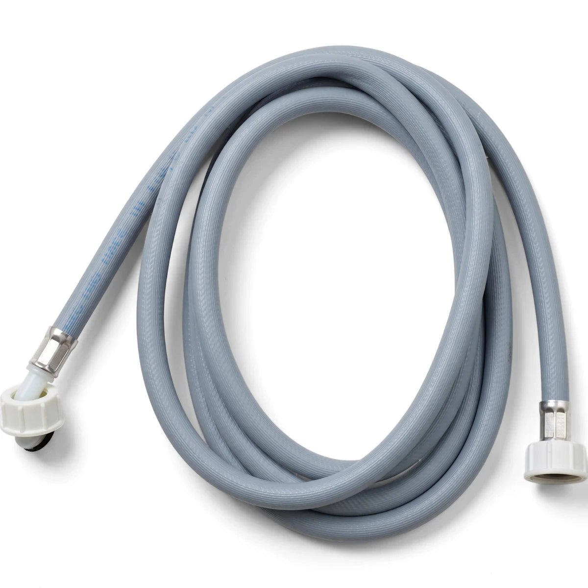 Grey 3M washing machine inlet hose with female x female connections, coiled and displayed against a white background.