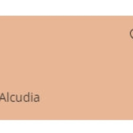 Rectangular swatch of Weatherguard Fine Textured paint in a light peach 'Alcudia' color.