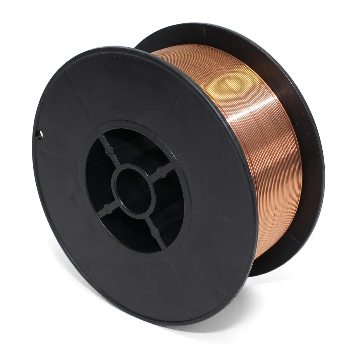 A copper-colored Welding Wire Mig Er70S-6 Mild Steel 0.9mm 1Kg spool, viewed from an angled perspective against a white