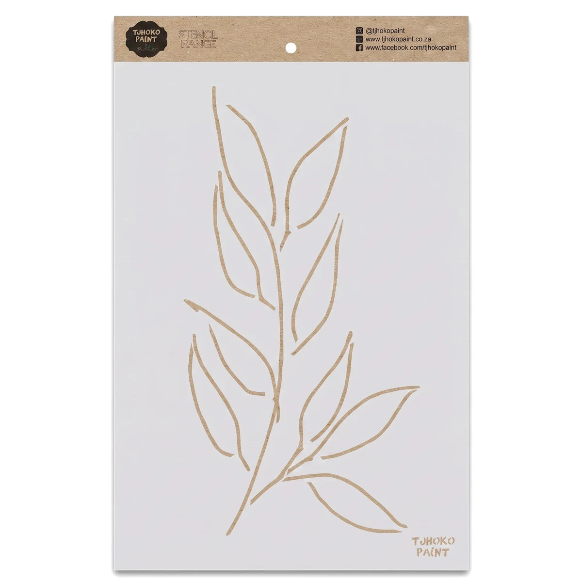 Rectangular Whispering Eucalyptus paint stencil with a delicate leaf design, suitable for craft and decorative projects.