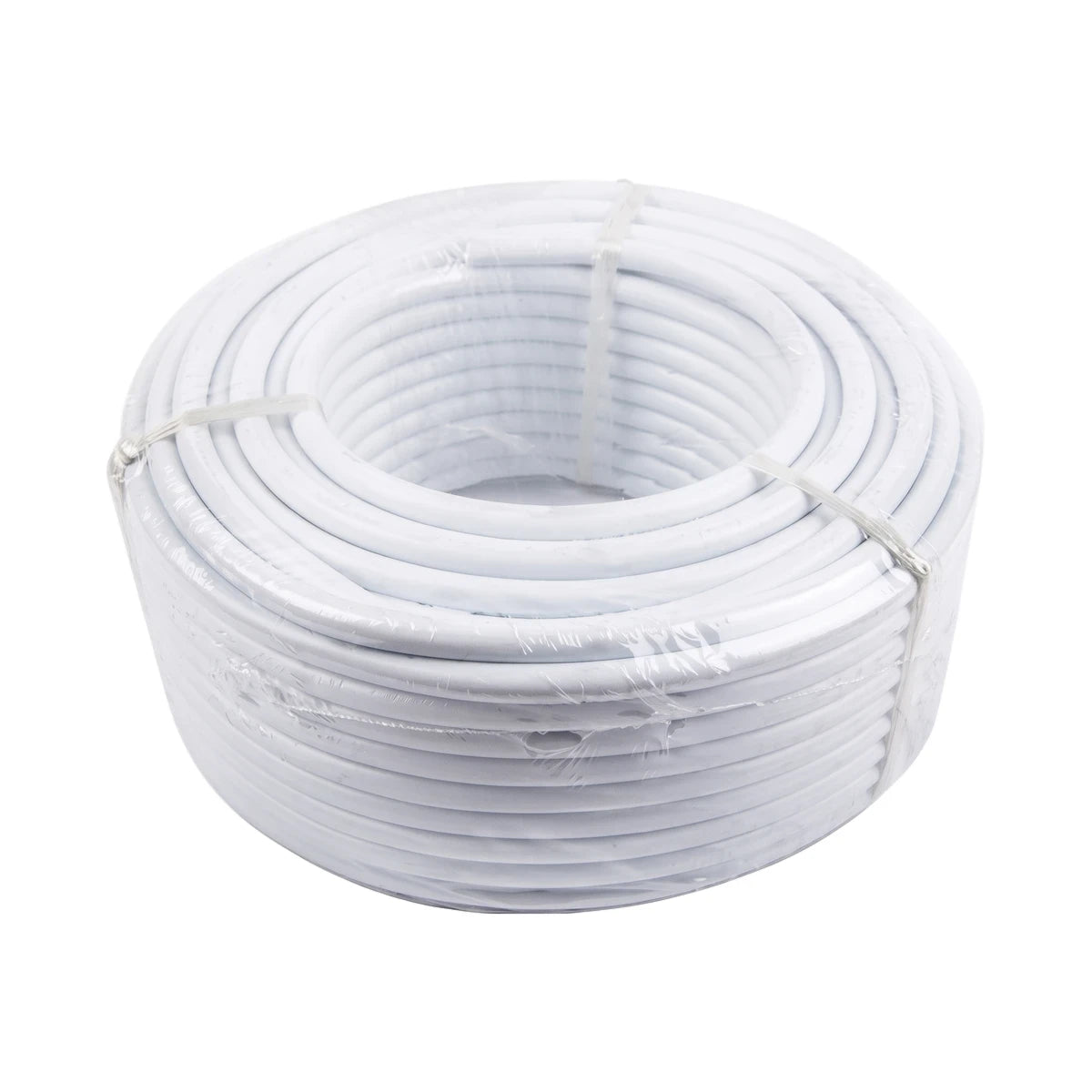 White 1.5 X 3 Core Cabtyre electrical wire and cable roll, 10 meters, wrapped in plastic.