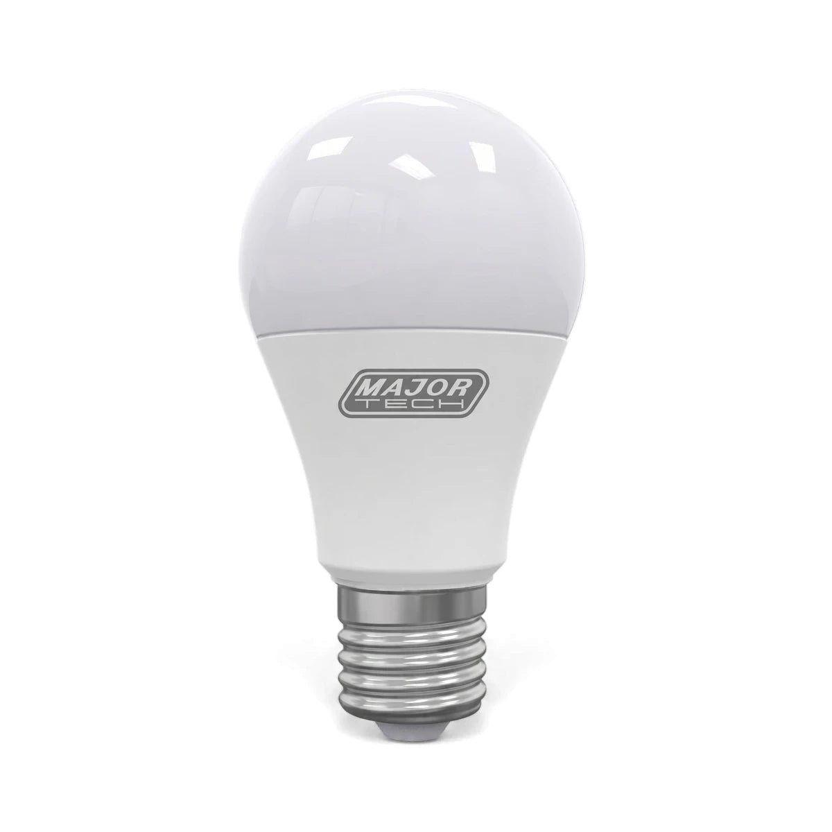 White 12W Lamp 3000K E27 LED bulb with a screw base, shown from a slightly angled front view for energy-efficient lighting.