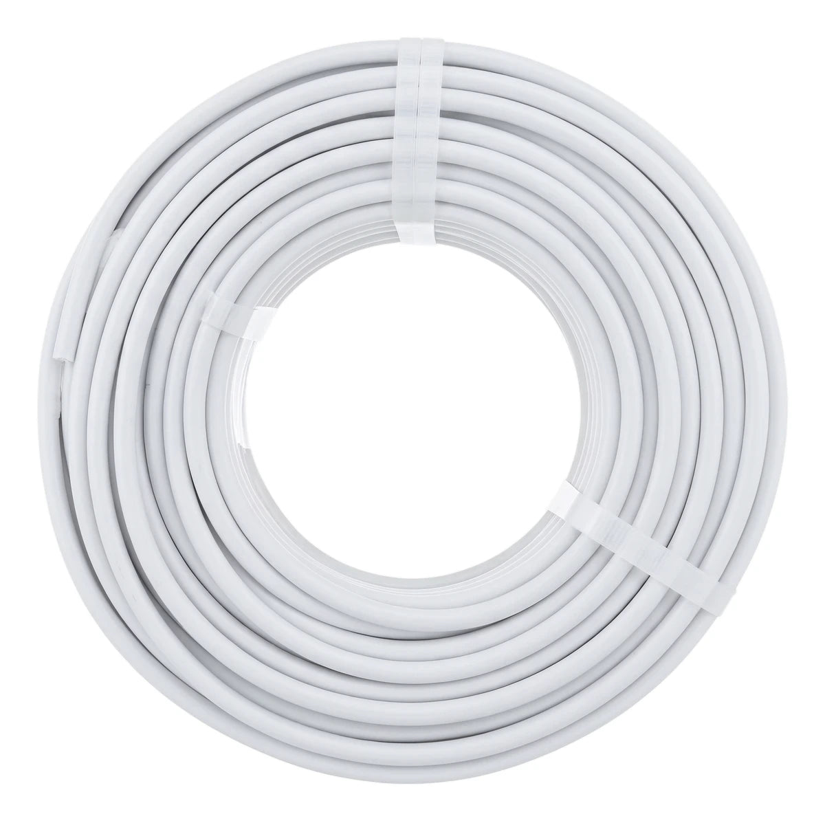 White 2.5mm electrical wire and cable, coiled neatly on a spool, ready for installation or storage.