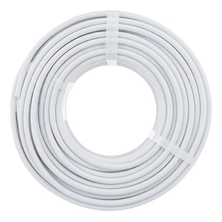 White 2.5mm electrical wire and cable, coiled neatly on a spool, ready for installation or storage.