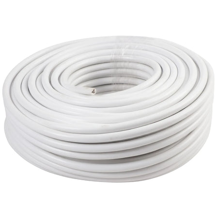 White 2.5 X 3 Core Cabtyre electrical wire, 50 meters in a neatly coiled bundle on a white background, ready for