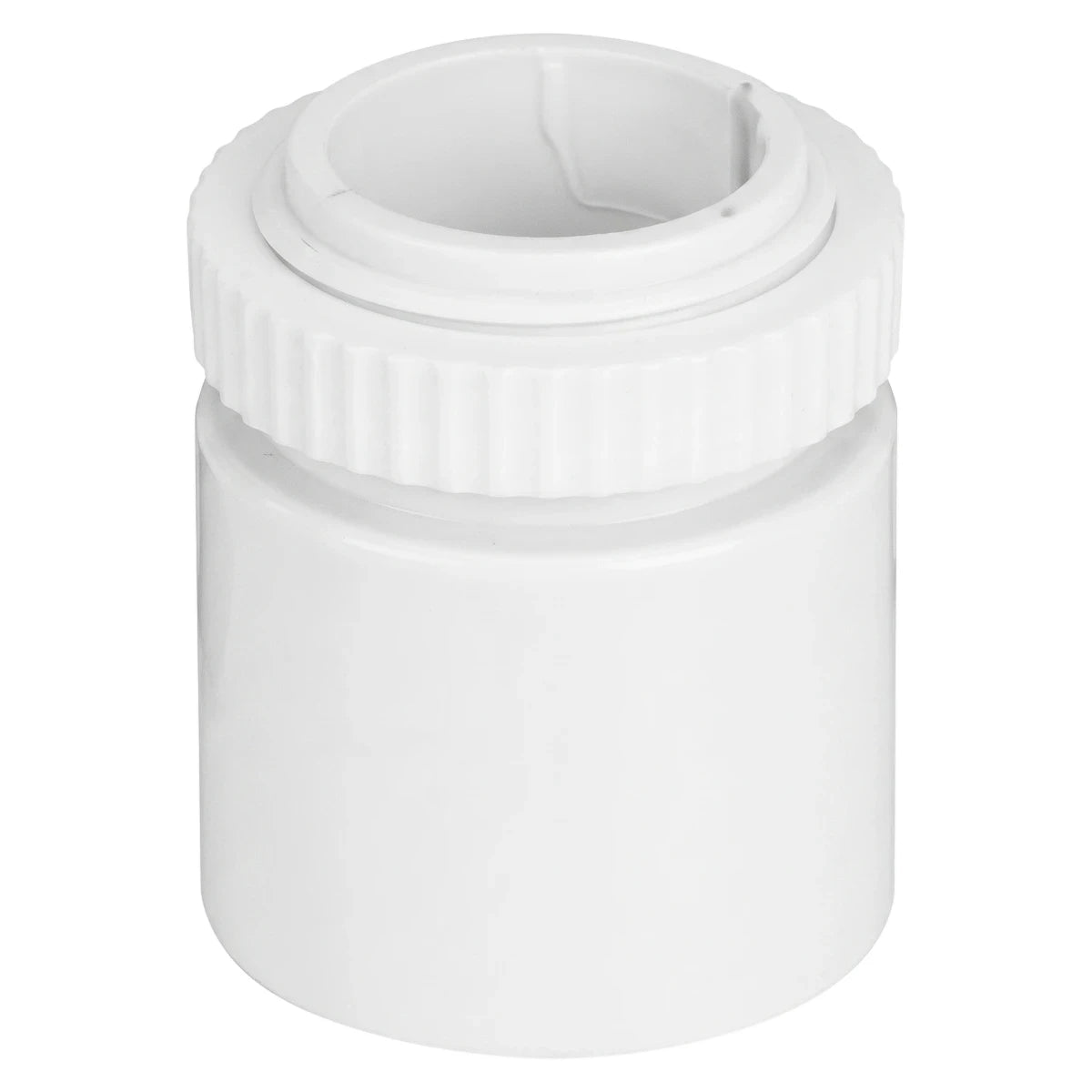 White 20mm male adaptor, a plumbing or fitting component shown from an angled view on a neutral background.