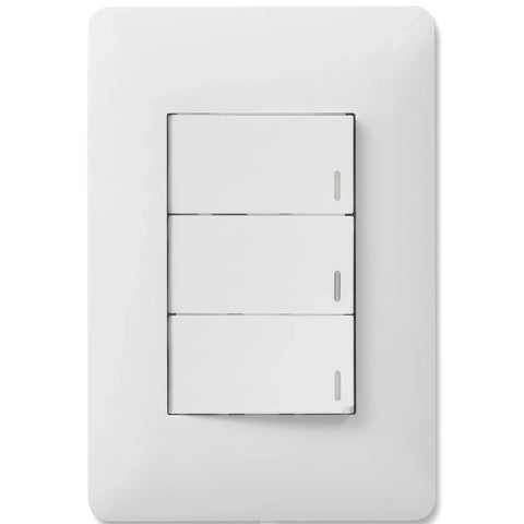 White 3-lever two-way electrical switch on a flush wall plate for home or office lighting control.
