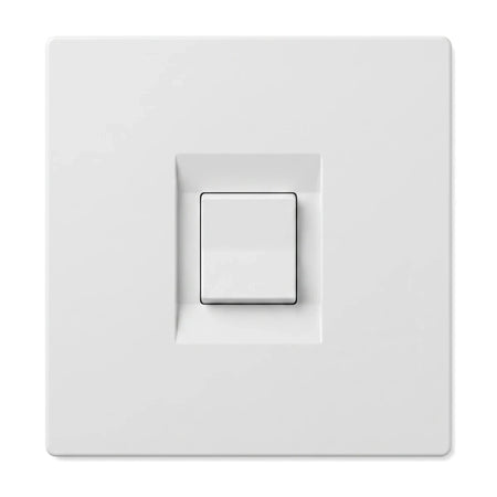 White 30A Pole 100x100mm 250V isolator switch, featuring a central square button and clean, simple design.