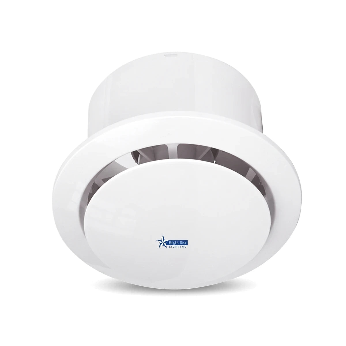 White 4-inch (100mm) Bright Star Lighting bathroom extractor fan with a 15W motor, shown from a slightly low-angle