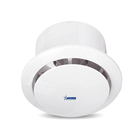 White 4-inch (100mm) Bright Star Lighting bathroom extractor fan with a 15W motor, shown from a slightly low-angle