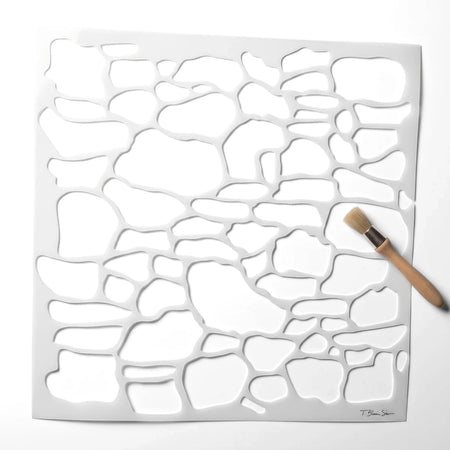 White 60*60-7 Stencil 113 Paint Stencil featuring an irregular stone or giraffe spot pattern, ideal for crafting projects.