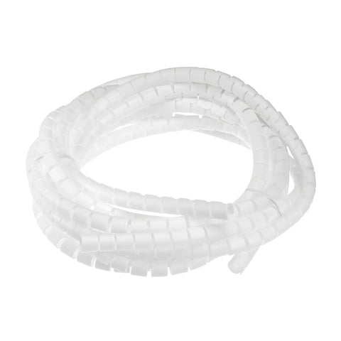 White 9mm spiral wrapping for cable management, shown coiled in a circular shape on a plain background.