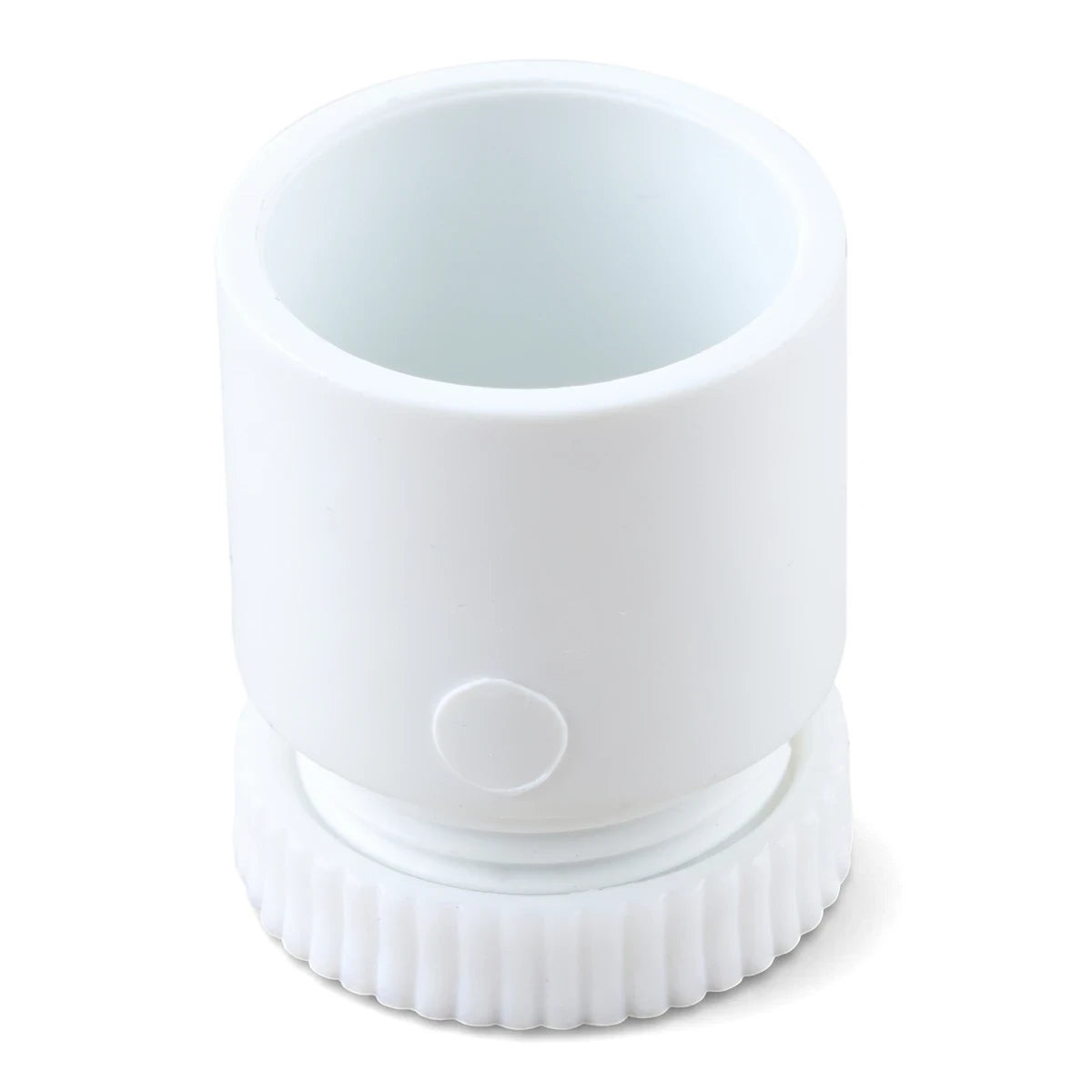 White cylindrical 20mm male adaptor, part of a 50-per-pack, shown from a slightly elevated angle on a white background.