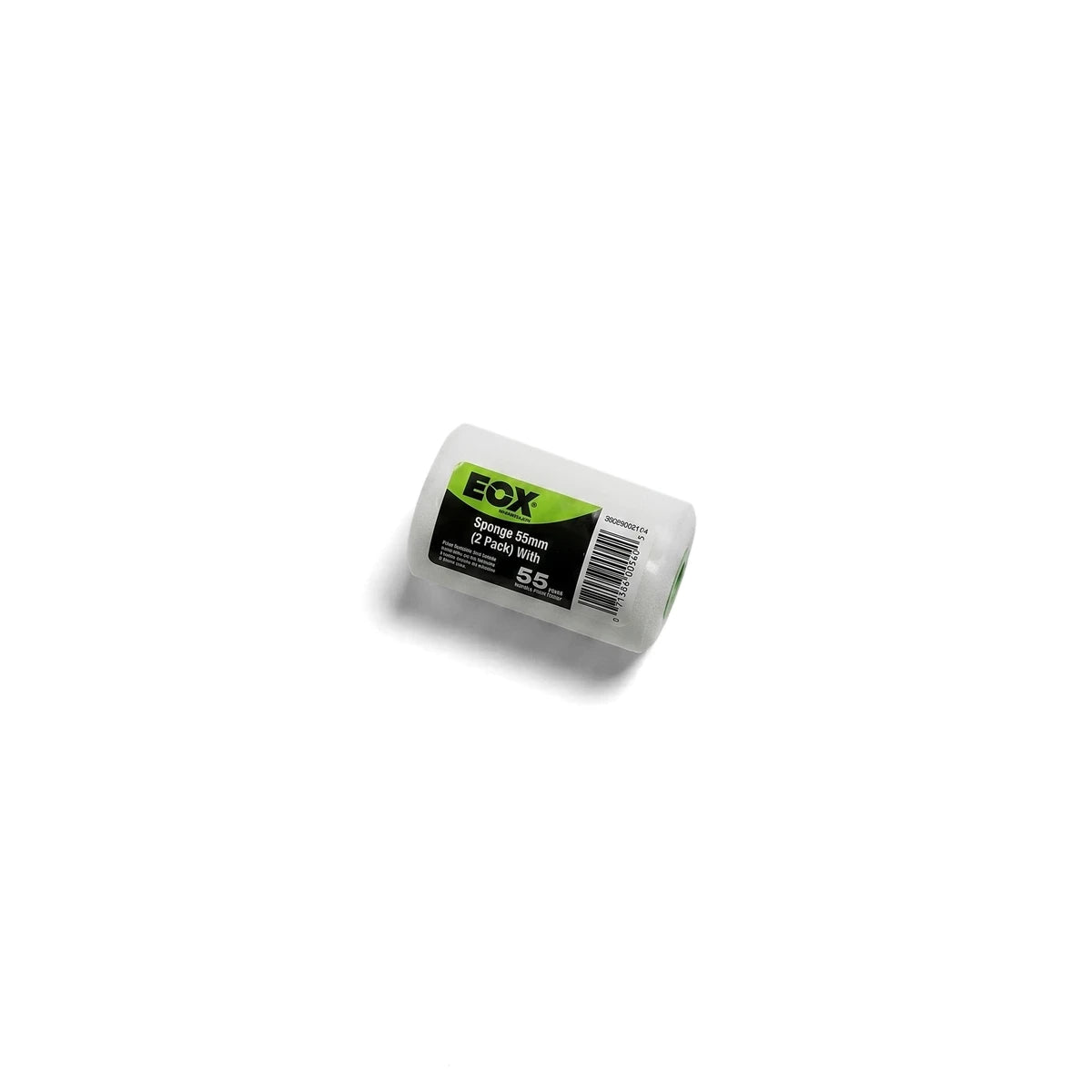 White cylindrical paint roller sponge with a green EOS label, shown as a 55mm 2-pack.