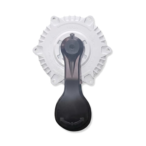 White Multi-Port Valve (MPV) top with a black handle and O-ring, designed for Series 2 systems, shown against a clean
