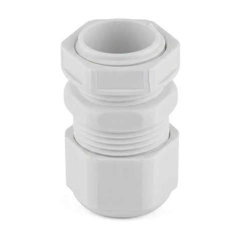 White No. 1 threaded PVC gland kit shown vertically, highlighting its durable construction and secure cable sealing design.