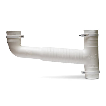 White plastic double sink combo trap, size 40x300mm, with an 'EASY-TRAP' logo, shown horizontally for plumbing use.