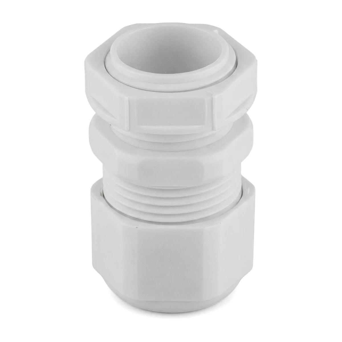 White plastic push-in PVC cable gland from a 20-per-pack kit, shown upright against a plain background.