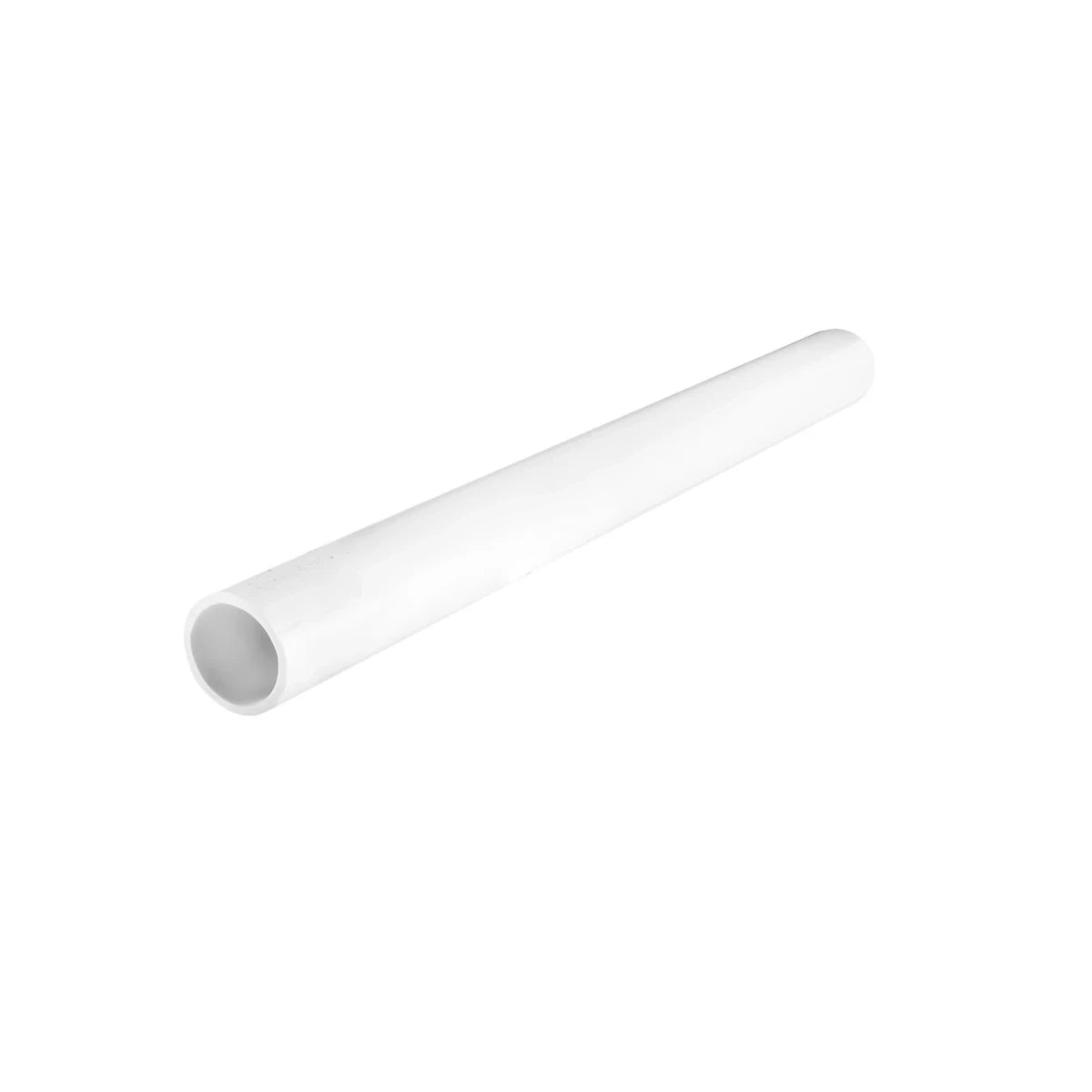 White cylindrical PVC conduit pipe, 20mm x 3M, for electrical wiring protection or construction projects.