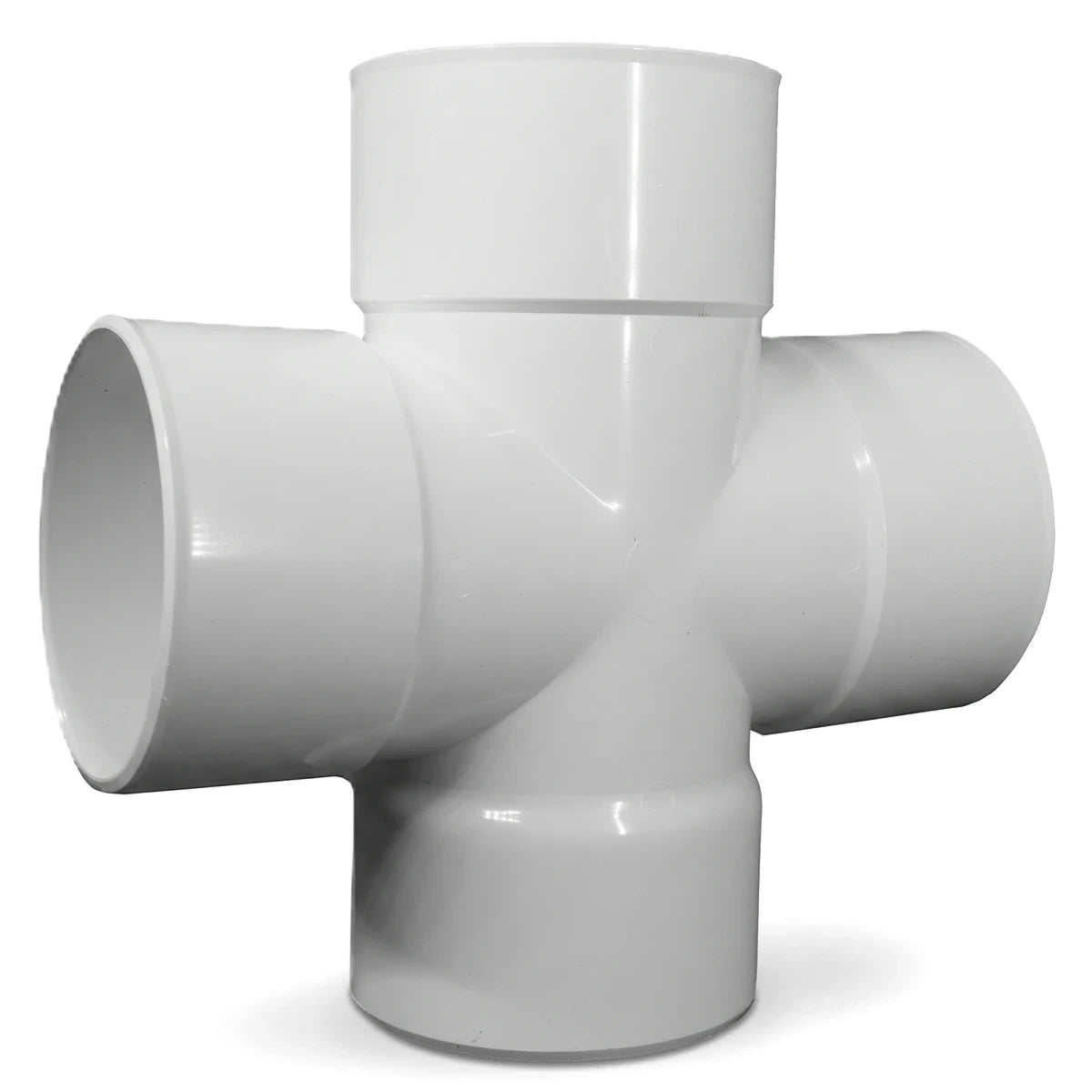 White PVC double plain junction fitting, 110mm x 110mm x 95-degree, for drainage and plumbing systems.