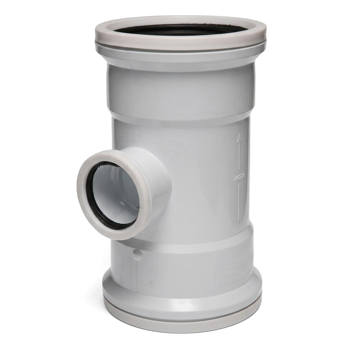 White PVC soil vent reducing single plain junction pipe 95-degree for plumbing systems