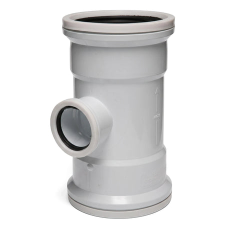 White PVC soil vent reducing single plain junction pipe 95-degree for plumbing systems