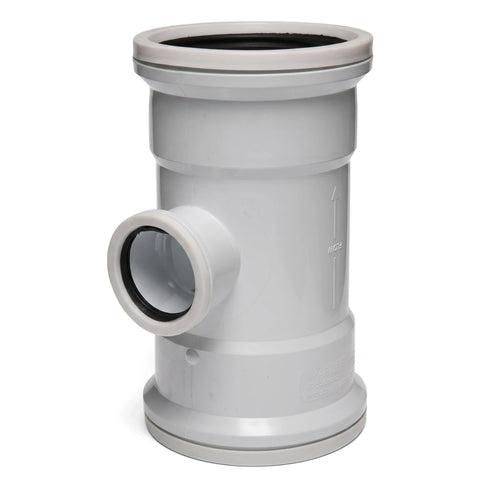White PVC soil vent reducing single plain junction pipe 95-degree for plumbing systems