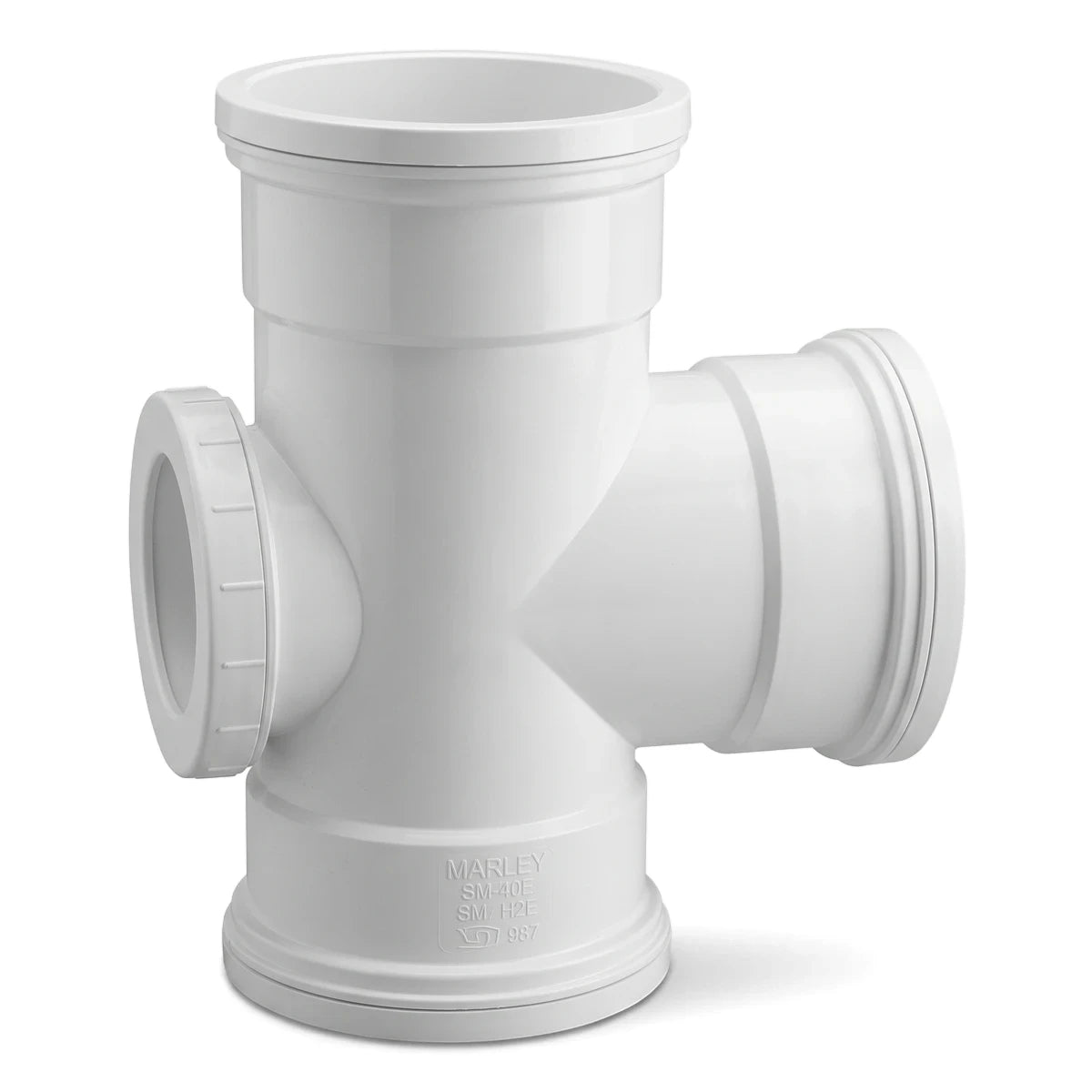 White PVC soil and vent single junction with access heel, 95-degree, displayed on a clean background.