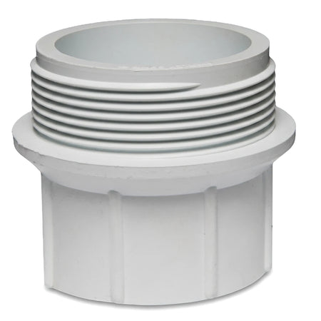 White Pvc Waste Male Bsp Adapter, 1 1/2" X 40mm, featuring external threads for pipe connection.