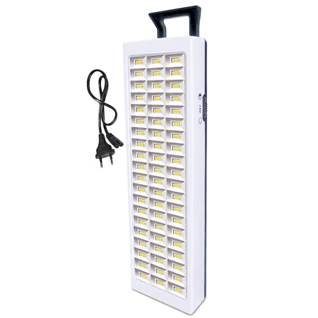 White rechargeable LED bulb Type 906 with multiple luminous panels, a black carrying handle, and a detachable power cord.