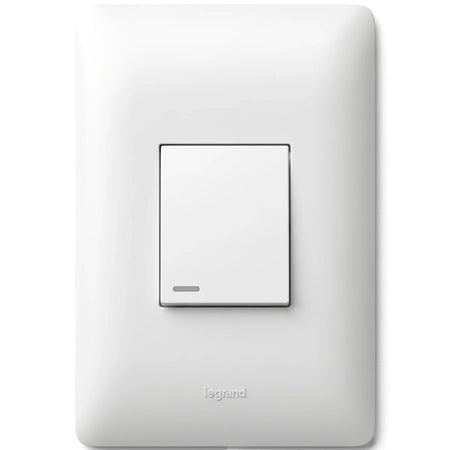 White rectangular 1 Lever Two Way Switch for electrical control, featuring a single toggle and a subtle brand logo.