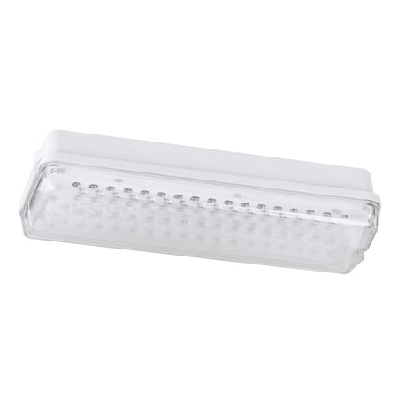 White rectangular Emergency Blackout Light with a clear front cover displaying multiple internal LED components.