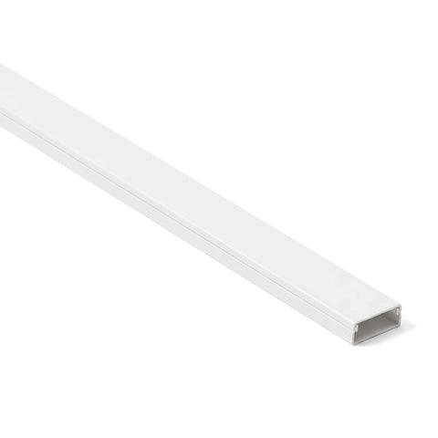 White rectangular PVC cable trunking, 16x40x3m, shown at an angle. For organizing and concealing electrical wires.