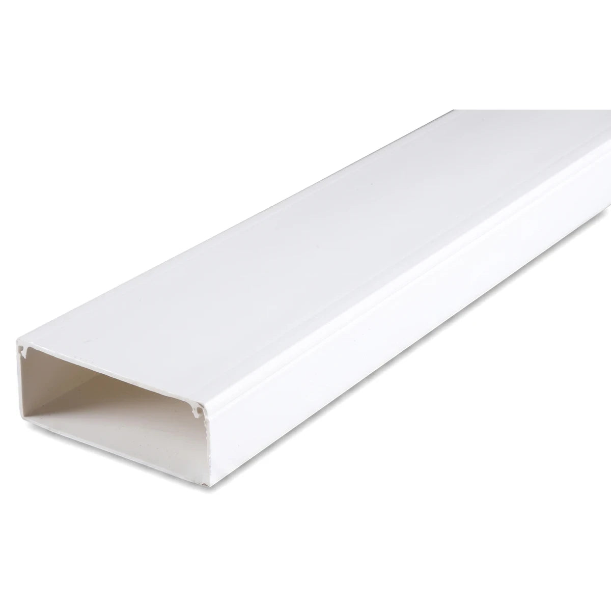 White rectangular PVC electrical trunking, 100x40x3m octagon, shown at an angle on a clean white background.