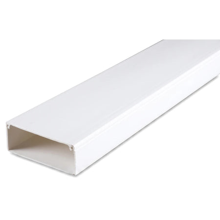 White rectangular PVC electrical trunking, 100x40x3m octagon, shown at an angle on a clean white background.