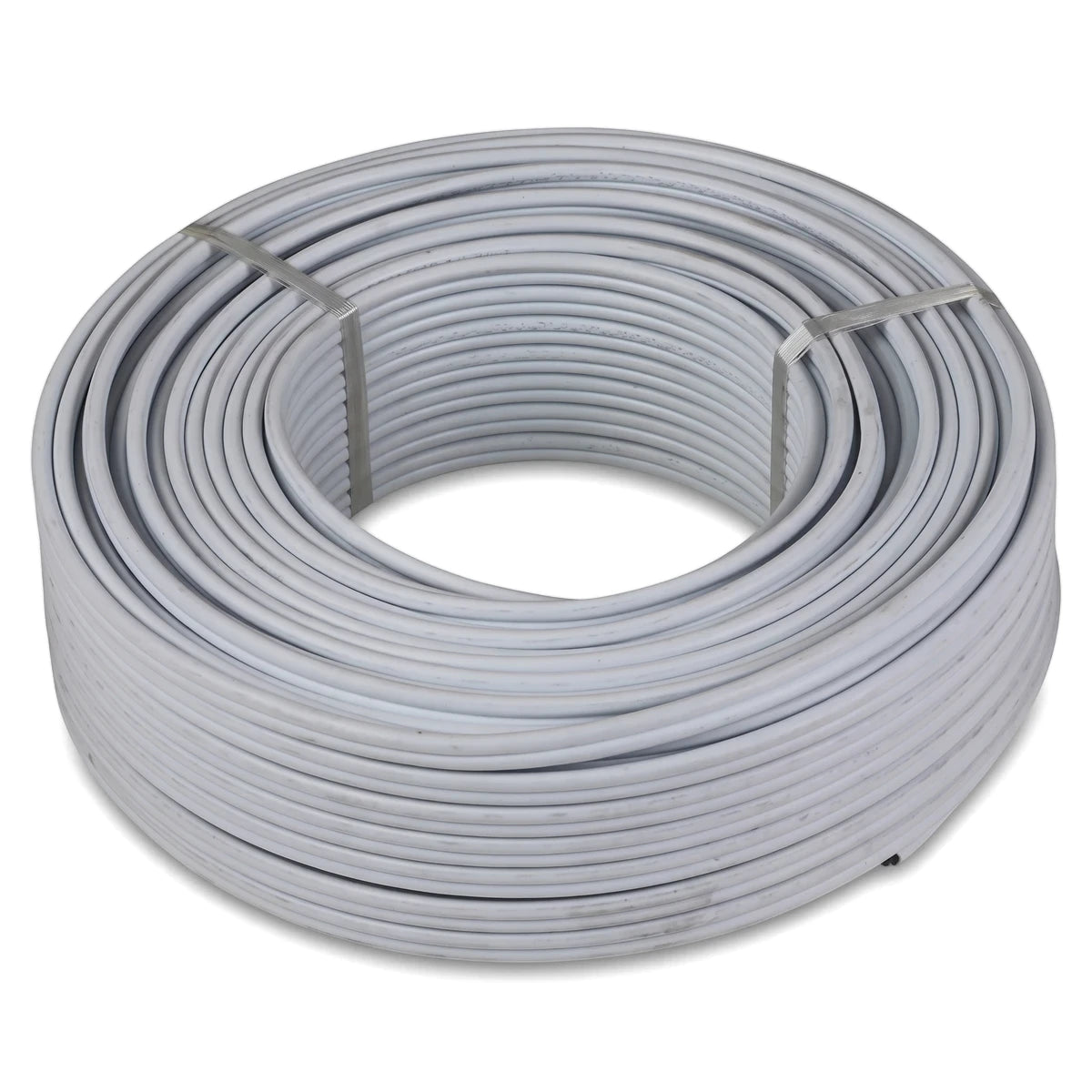 A full roll of white Wire Surfix 1.5mmx100M electrical cable, tightly coiled and secured, shown from a slightly elevated