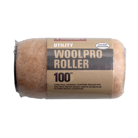Woolpro Refill 100mm Paint Roller, utility long pile for water-based paints on medium to semi-rough surfaces.