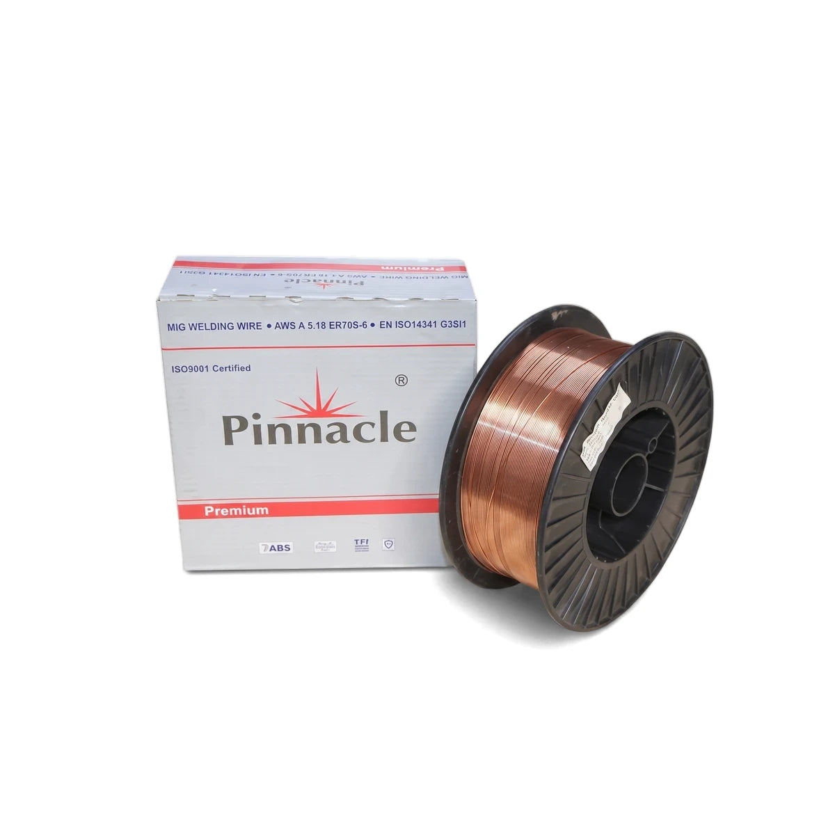 Xtraweld 2 Er70S-6 1.0mm 15Kg copper MIG welding wire on a black spool, packaged in a white branded box, industrial use.