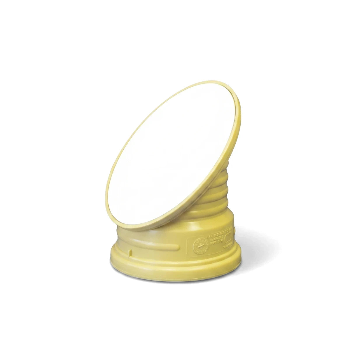 Yellow 110mm x 45-degree underground oval rodding eye made of plastic, shown at an angle.