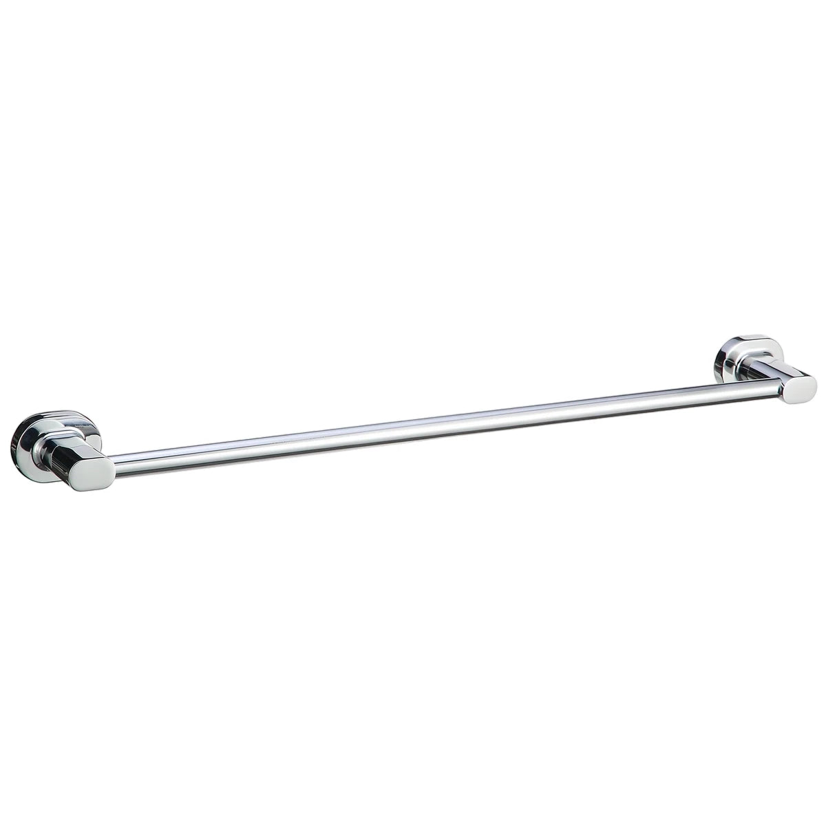 Zenna single towel rail in polished chrome, featuring a minimalist design and sturdy mounting brackets for bathroom use.