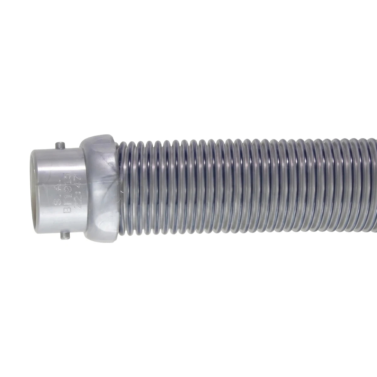 Close-up of a Zodiac Active 20 Twist Lock Pool Hose in pearl grey, showing its corrugated texture and connection fitting.