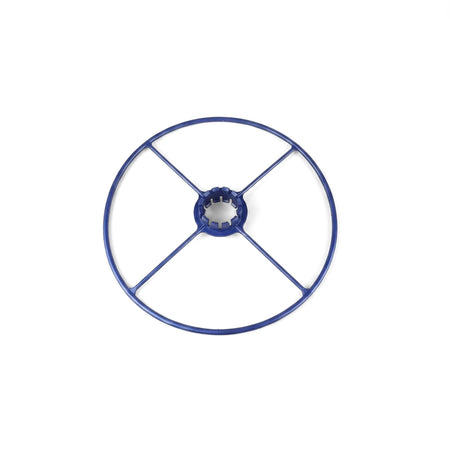 Blue Zodiac Medium Deflector Wheel for Pacer, designed for pool cleaner maintenance, viewed from a slight angle on a white