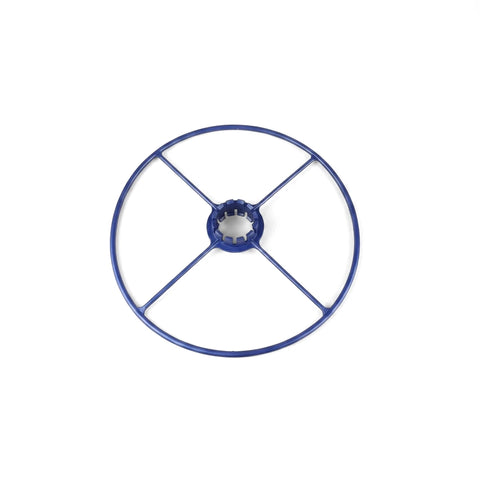 Blue Zodiac Medium Deflector Wheel for Pacer, designed for pool cleaner maintenance, viewed from a slight angle on a white