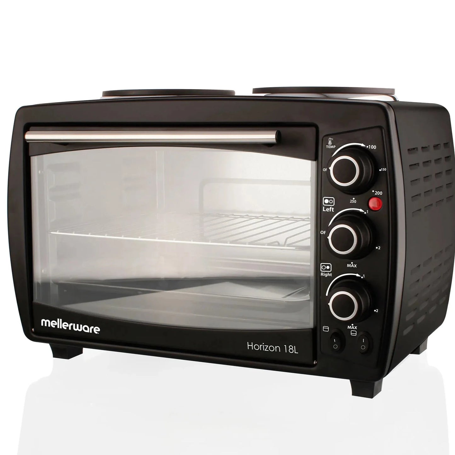 Mellerware Mini Oven With 2 Hotplates Stainless Steel Black