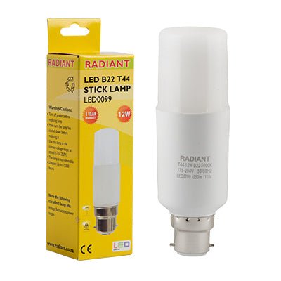 RADIANT STICK LAMP FROSTED T44 B22 LED 12W 5000K - Al's Hardware