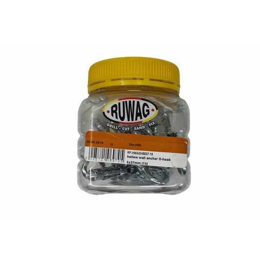 Ruwag 5x37mm Hollow Wall Anchor O-hook (15) - Al's Hardware