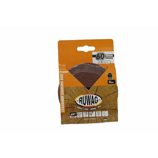 Ruwag Standard Sand Disc 115mm 60 grit (5 discs) - Al's Hardware