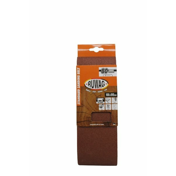 Ruwag Standard Sanding Belt 100x610mm 80 grit (3 Belts) - Al's Hardware