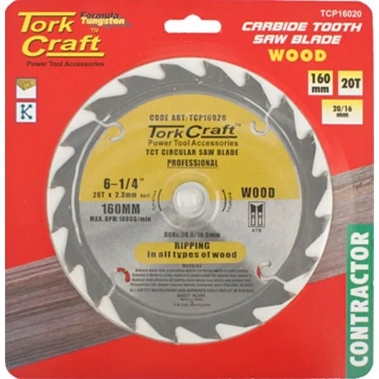 Tork craft Blade Contractor 160 X 20T 20/16 Circular Saw - Al's Hardware